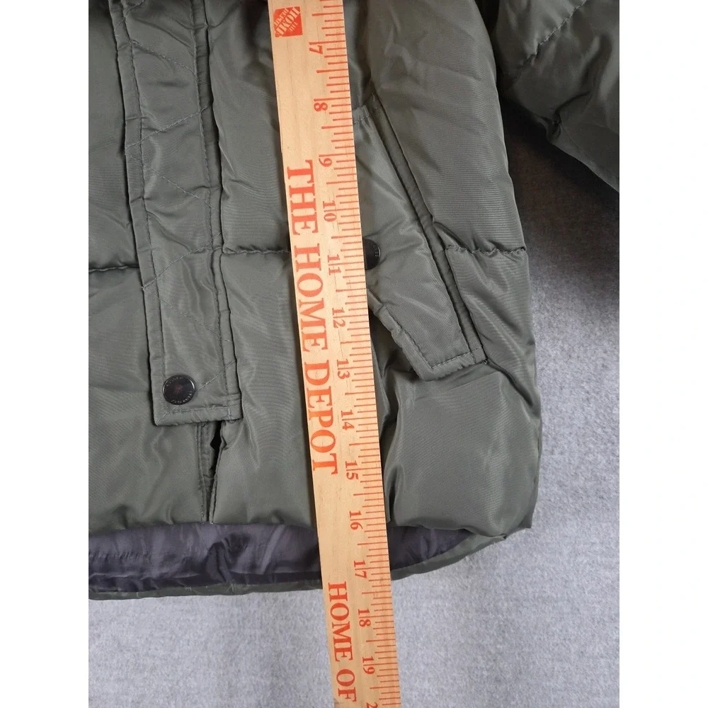 Zara Boys 12-18 Months Down Puffer Coat Jacket Faux‎ Fur Hood Parka Olive Green